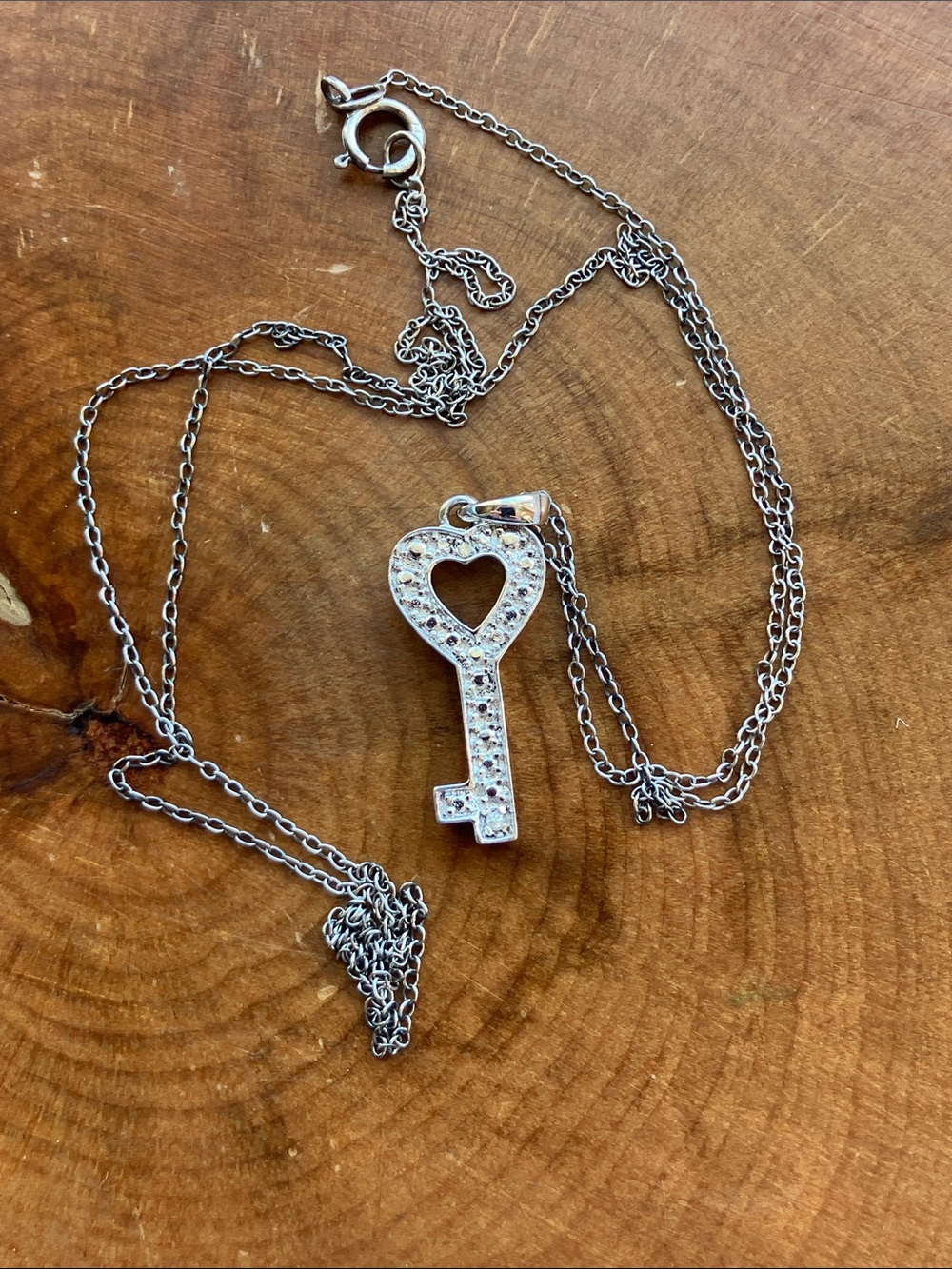 Vintage Sterling Silver Key Pendant Necklace AFJC
